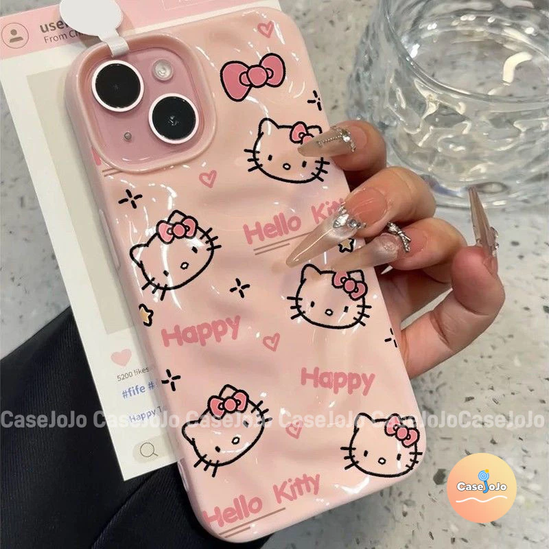 เคส เปลือกอ่อน TPU ที่ใช้สำหรับ IPhone 12 16 11 14 15 13 Pro Max XS X Max XR 7 11 8 16 Plus คิตตี้แคท ดาวที่น่ารัก
