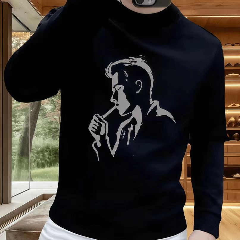 23 Round Neck Top Mens All-Match 2025 Loose Heavy new Autumn Winter American Trend Long-Sleeved Coup