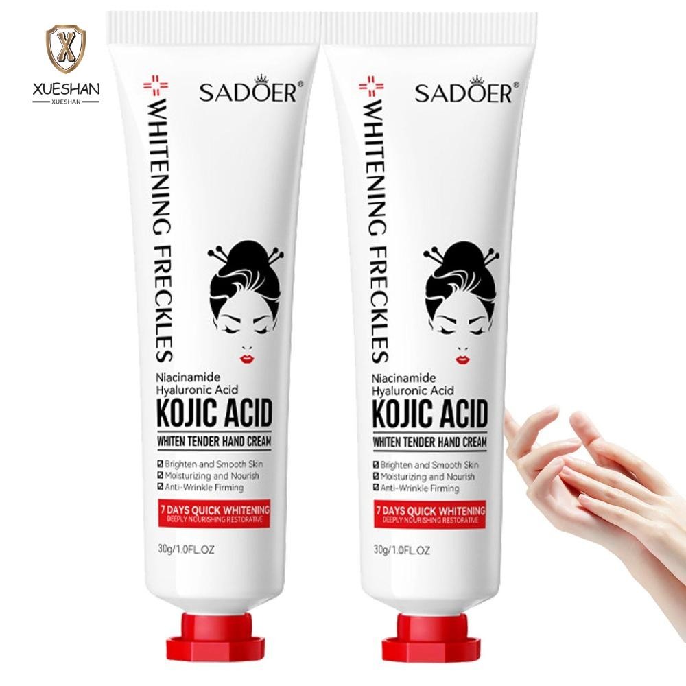XUESHAN Kojic Acid Fade ครีมทามือหมองคล้ํา, กําจัดริ้วรอยจางลง Fine Lines Kojic Acid Whiten Tenderha