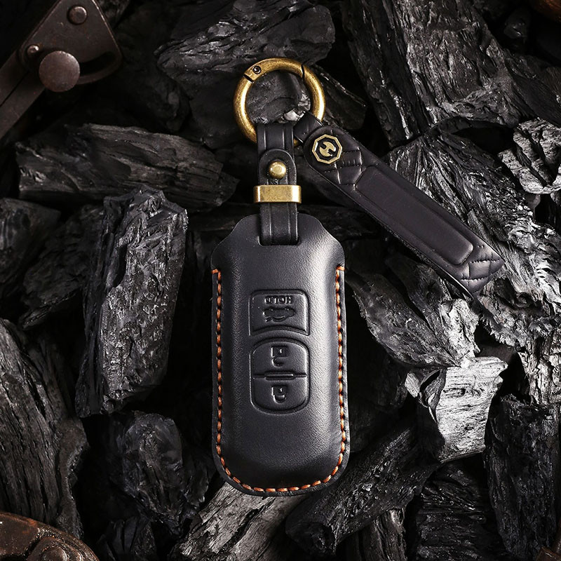 Cowhide หนัง Mazda กุญแจรถสําหรับ Mazda2 / Mazda3 / cx-5 / cx-3 / CX-30 / CX-8 / mazda 6 ฝาครอบพวงกุ