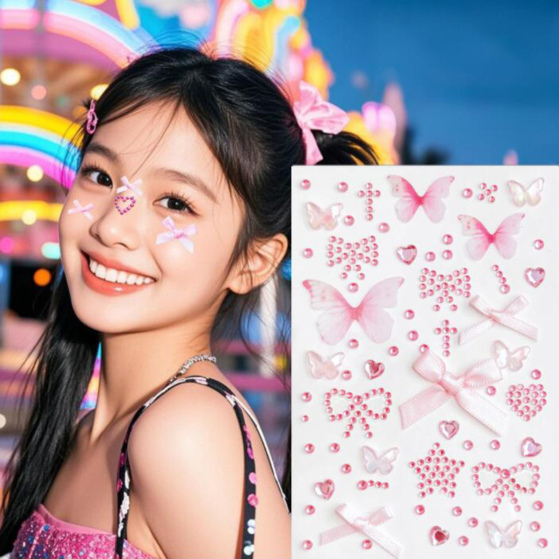 3D Butterfly Face Sticker สติกเกอร์คริสตัล เพชรติดหน้า ผีเสื้อติดหน้า รูปผีเสื้อ สำหรับตกแต่งใบหน้าและทั้งตัว