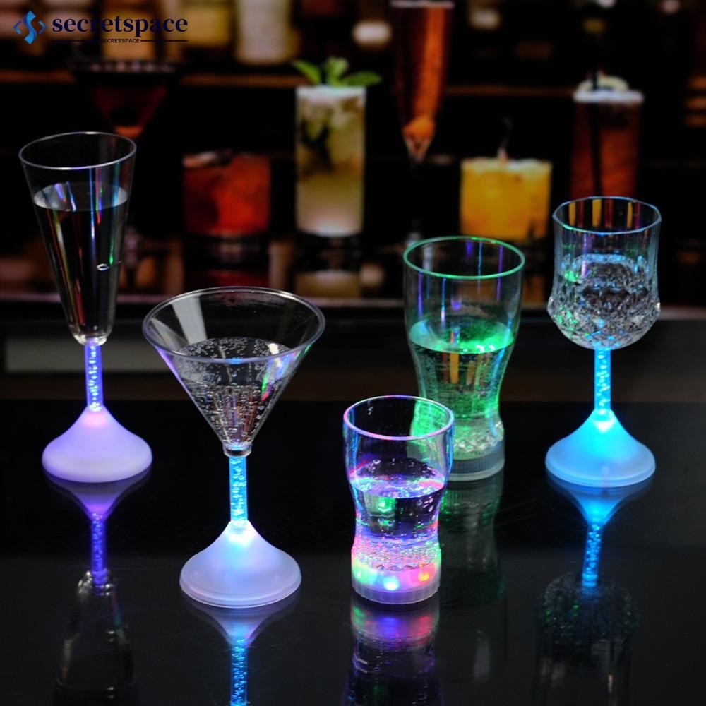 SECRETSPACE 185-550ml ถ้วยกระพริบไวน์เบียร์ Whisky แก้วน้ํา Induction Cola ถ้วยดื่ม LED อัตโนมัติเรื