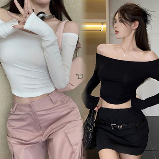 Hotgirl พร้อมส่งจากกทม เสื้อครอปแขนยาวเซ็กซี่ สไตล์ยุโรปและอ…