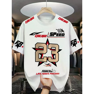 Chicago Speed 93 Fearless Men'S Round Neck T-Shirt - Chicago-Inspired Graphic Tee with Bold "23" Design Red & Black Print