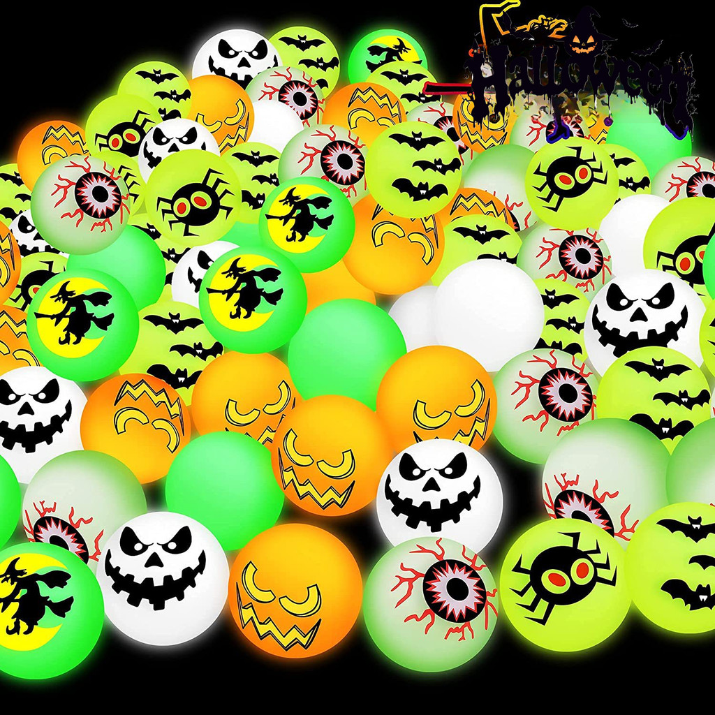 ของเล่นฮาโลวีน Bouncy Ball สีเขียว Luminous Magic Eye Bouncy Ball หลายขนาดเรืองแสง Eyeball Bouncy ลู