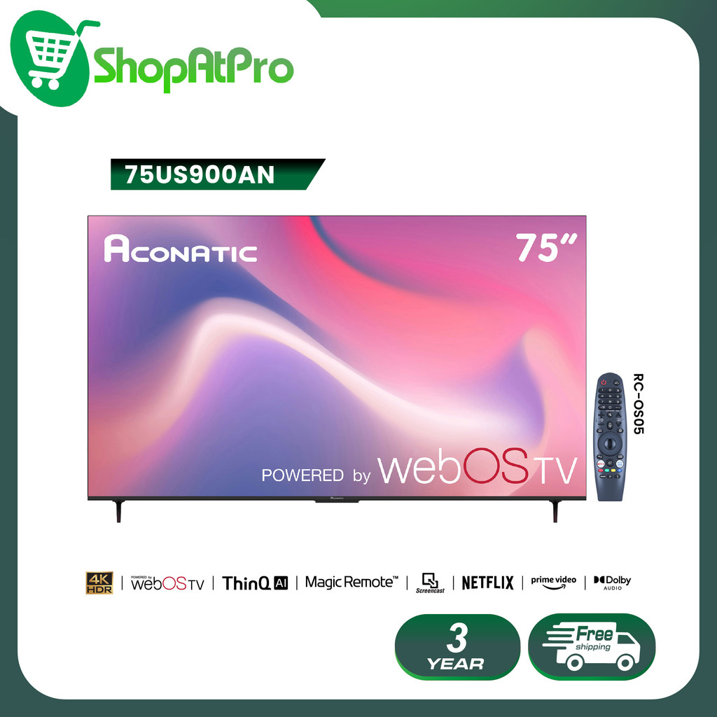Aconatic ทีวี 75 นิ้ว LED 4K HDR10 WebOS TV (Wee 3.0) รุ่น 75US900AN Smart TV ระะบบปฏิบัติการ WebOS