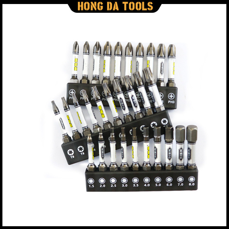 D2 โลหะผสมเหล็กหกเหลี่ยมบิตทนต่อแรงกระแทกความแข็งสูงบิตแม่เหล็กที่แข็งแกร่งหัวข้ามไฟฟ้าบิต Anti-Torx Bit