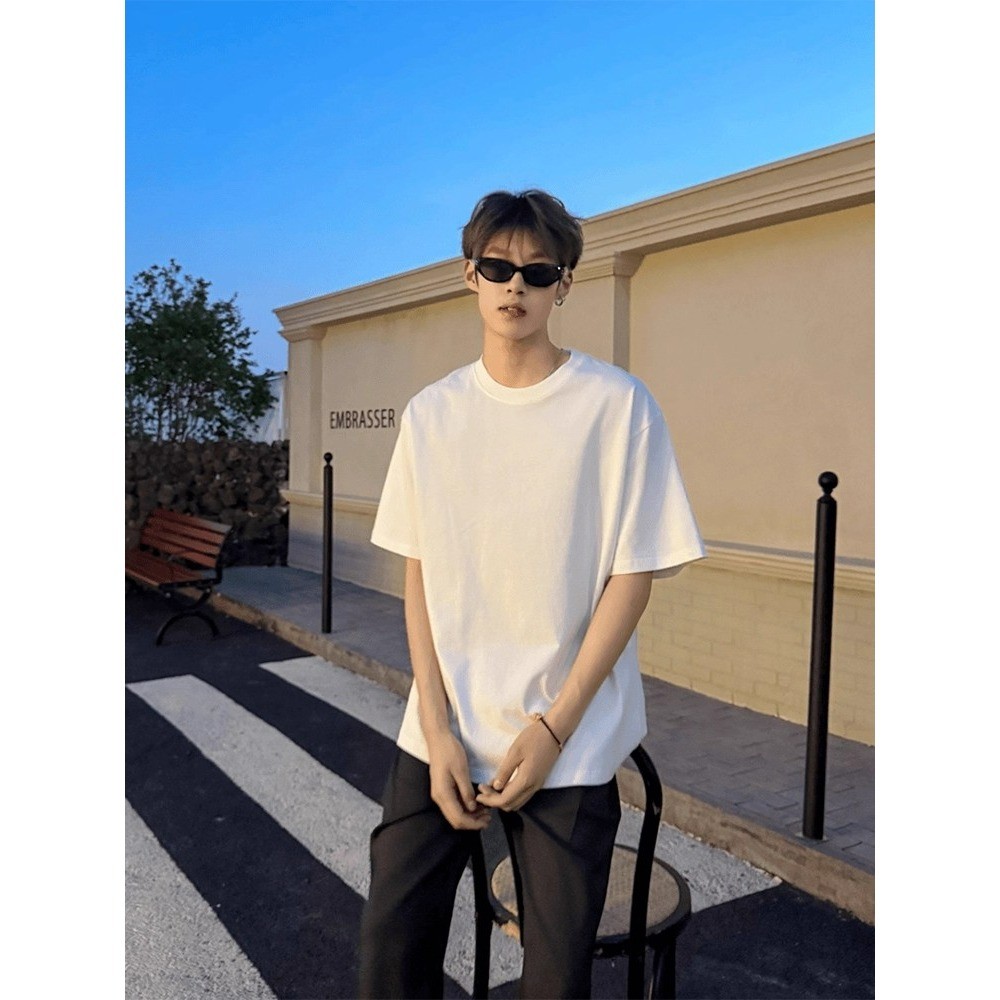 2025 NEW 2025 Three-Needle Japanese Style 240g Heavyweight Short Sleeve T-Shirt Men's Pure Cotton Ro