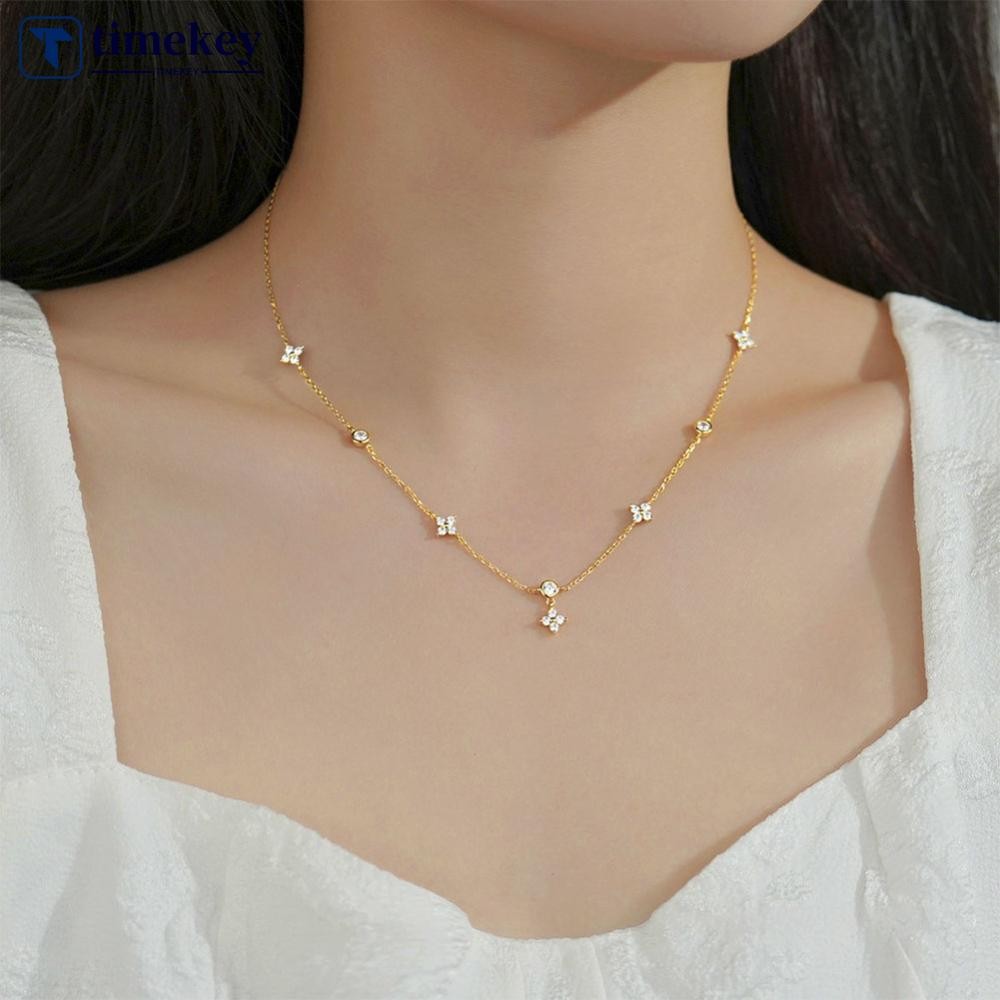 TME สร้อยคอคลาวิกเกลี้ยงสำหรับผู้หญิง สไตล์เรียบหรู ขนาดยาว เพิ่มความสง่างามให้อุปกรณ์เครื่องประดับข
