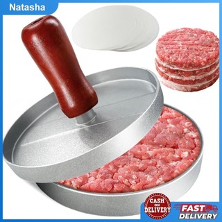 Burger Press Patty Maker 100 Patty Paper Set, Stainless Steel Hamburger Patty Press, Hamburger Smasher Tool, Round Non-Stick Meet Mold