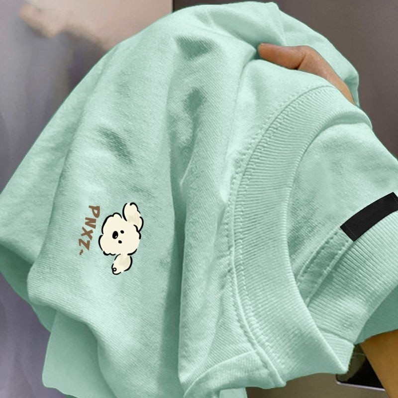 🌷Su.Tee🌷 เสื้อยืด oversize ลายพิมพ์แฟชั่น แขนสั้น cotton100% เสื้อวินเทจ สไตล์เกาหลี 'PNXZ dog'