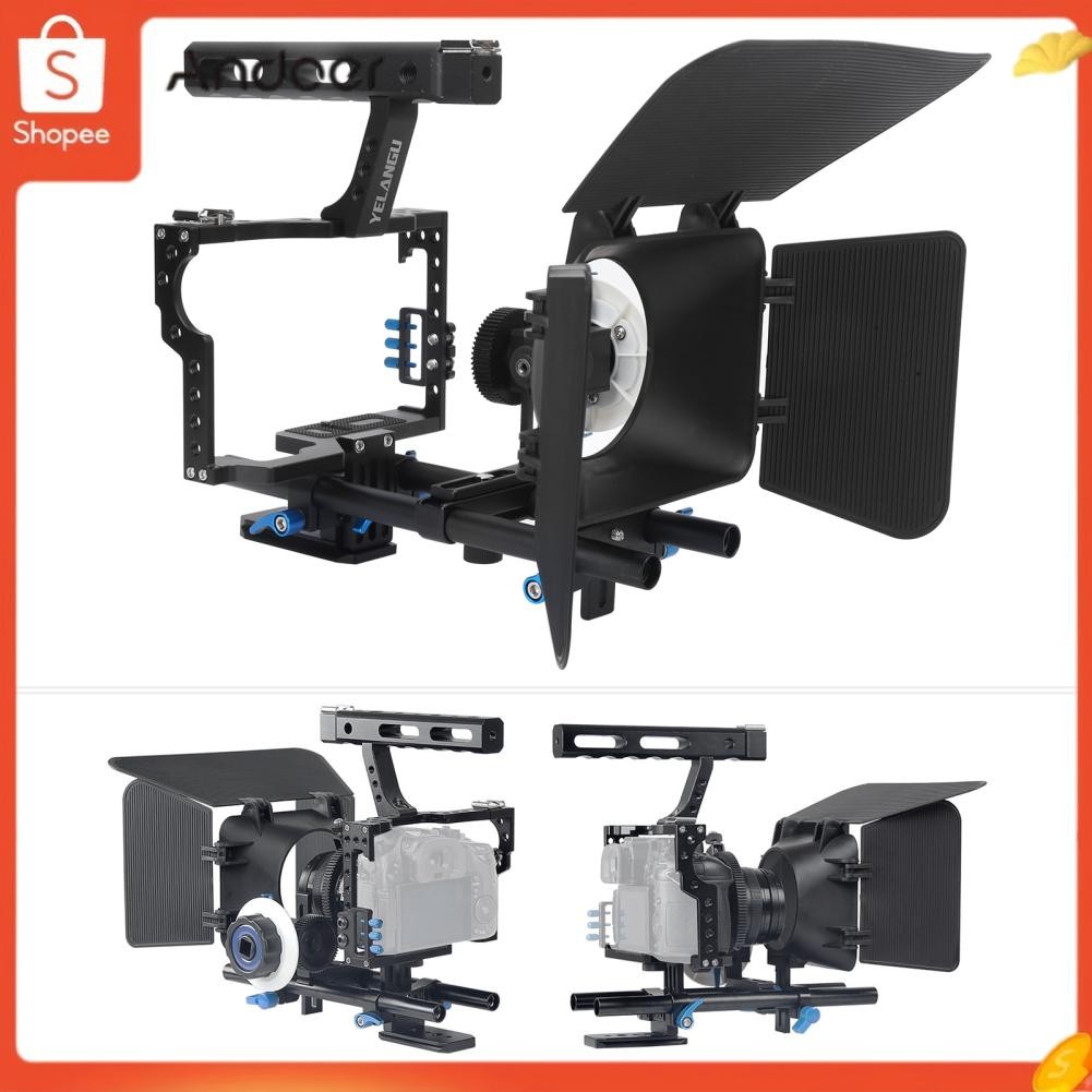 Andoer กรงกล้อง DSLR ที่ปรับได้ในกล่องรองเท้าเย็น 1/4 ในรูสกรูพร้อมโฟกัสตามและสำหรับ A7S A7S A7R A7R