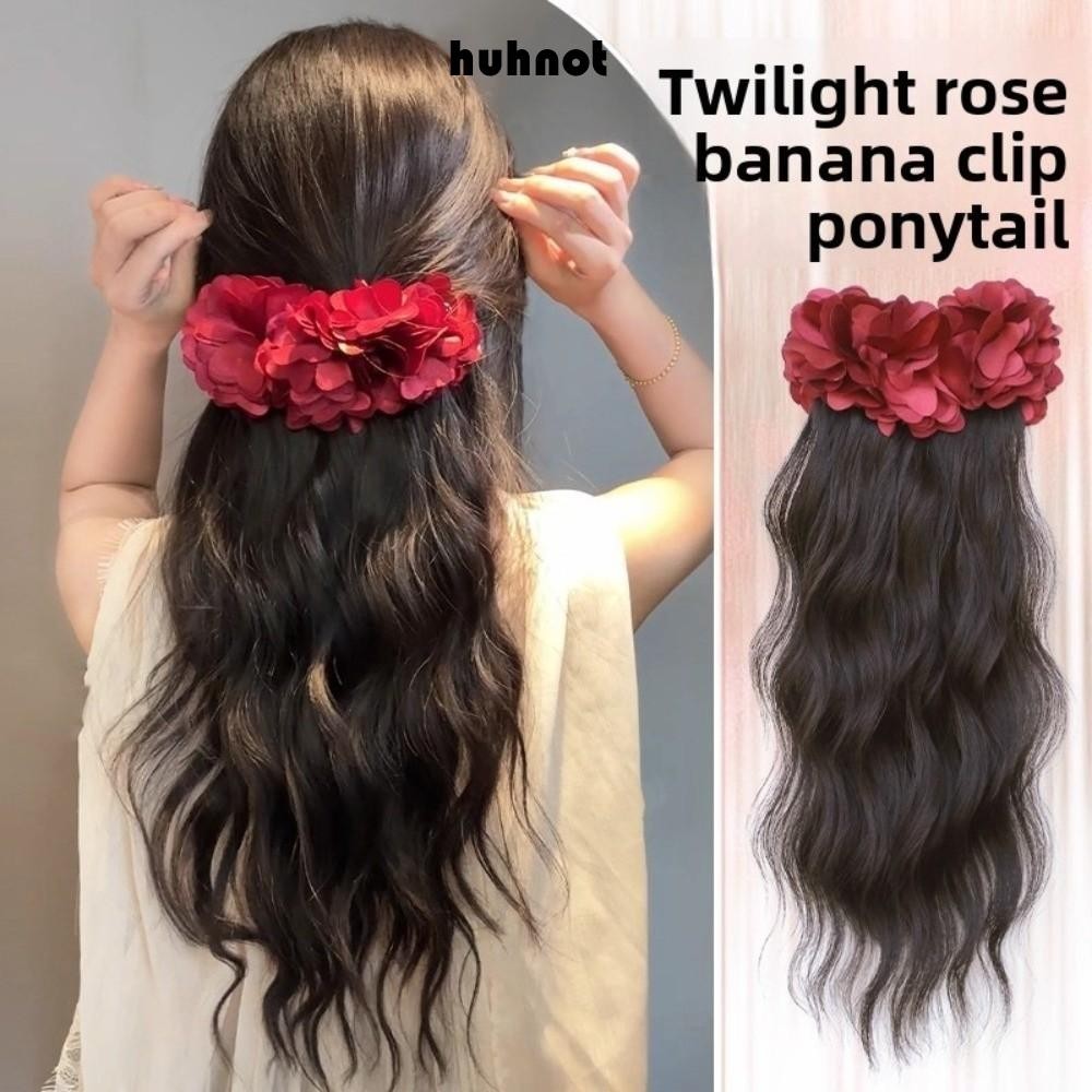 ฮูนุตกิ๊บติดผม พร้อมแฮร์พีซสังเคราะห์สีแดงและดำ สำหรับวิกผมและทรงผมหยิก