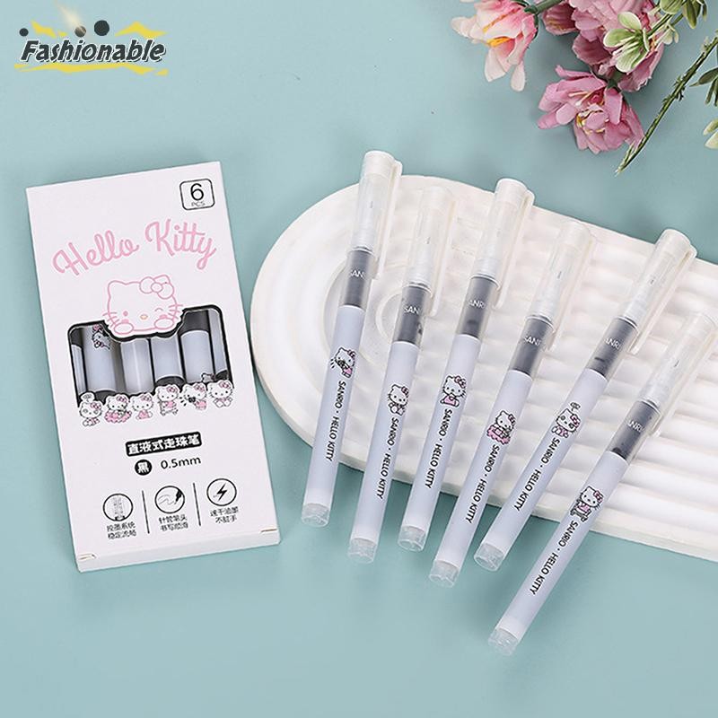 แฟชั่น.shop03 6 ชิ้น Sanrio ปากกาเจลการ์ตูน Hello Kitty Kuromi แห้งเร็ว ck 0.5 มม.ปากกา Neutral สําน
