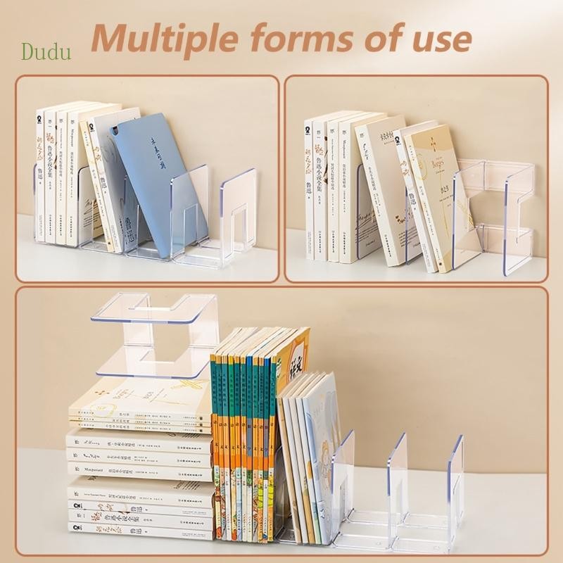 Dudu 4 ช่อง Book End Book Organizer ขาตั้งประหยัดพื้นที่ Book Stopper