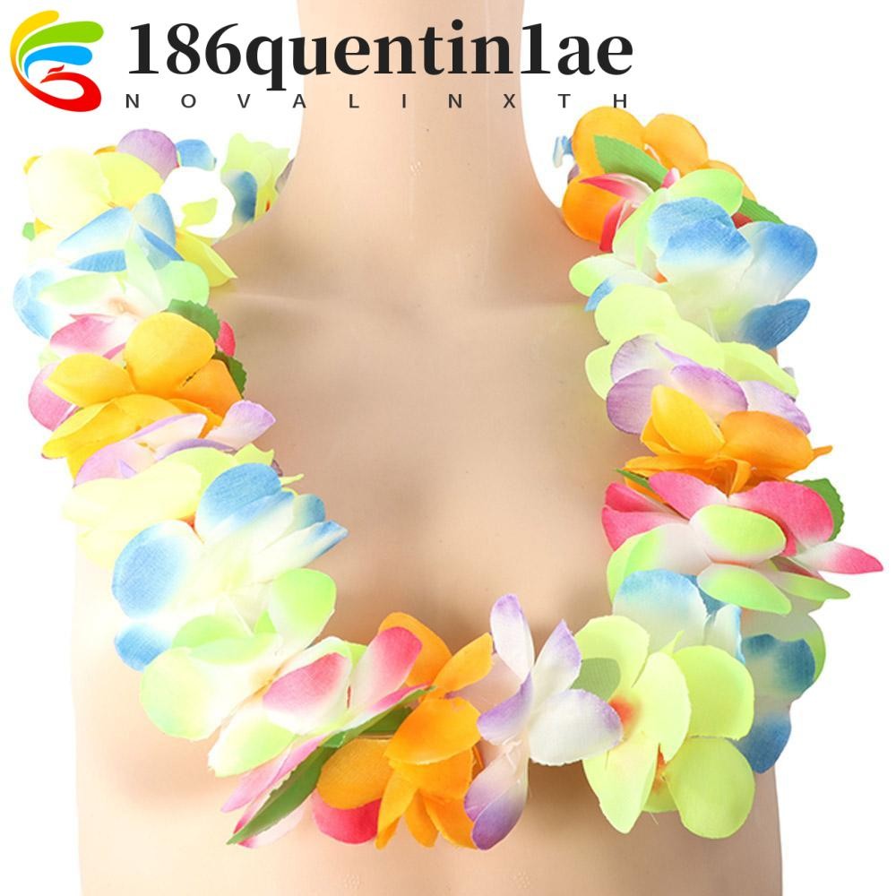 QUENTIN1AE สร้อยคอพวงมาลัยสําหรับผู้หญิงปาร์ตี้ชายหาดของขวัญผ้าที่คาดผมสไตล์ฮาวาย