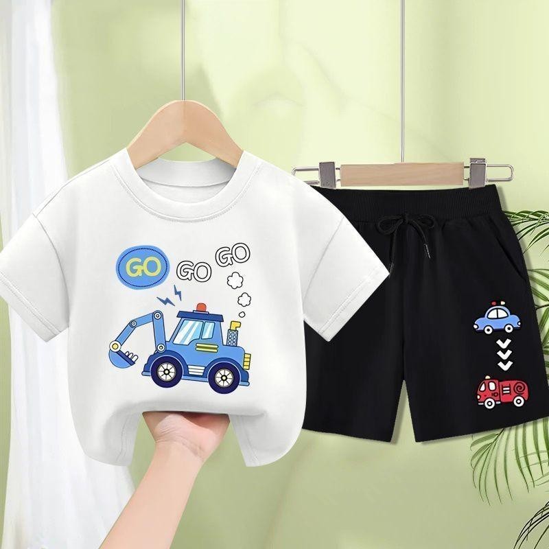 【จัดส่งจากประเทศไทย】เซ็ตชุดเด็ก เสื้อ+กางเกง ชุดสองชิ้น（จัดส่งจากประเทศไทย）ชุดฤดูร้อนสำหรับเด็กผู้ชาย ชุดแขนสั้นสำหรับเด