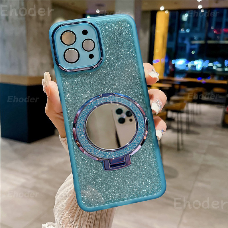 Gradient GlitterปลอกสําหรับRealme 15 Pro 15T 4G 5G 2025 เคสโทรศัพท์พร้อมกระจกผู้ถือแหวนซิลิโคนSoft StarสําหรับRealme15 Realme15Pro 15Pro RMX5106 TPU Slimกลับกรณี