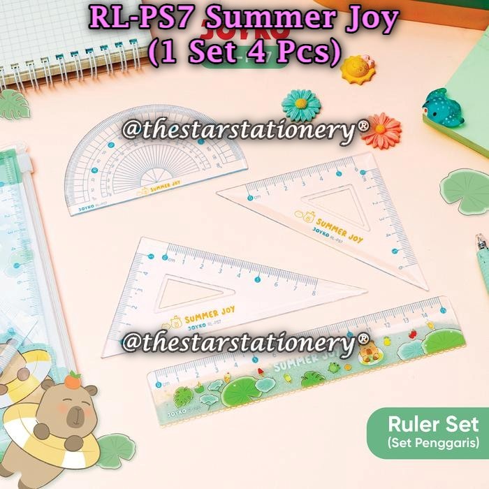 (1 ชุด 4 ชิ้น) WHOLESALE JOYKO RL-PS7 Summer Joy Ruler Set RL-PS7 ไม้บรรทัด (1 ชุด/4)