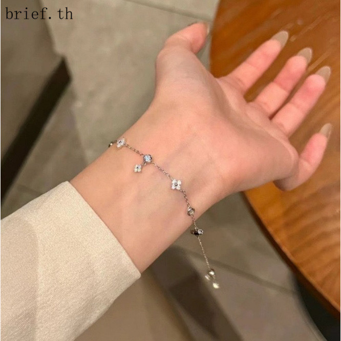 Retro Super Flash Diamond-Studded ดอกไม้สร้อยข้อมือ 2025 สไตล์ใหม่อารมณ์บุคลิกภาพออกแบบสด All-Match 