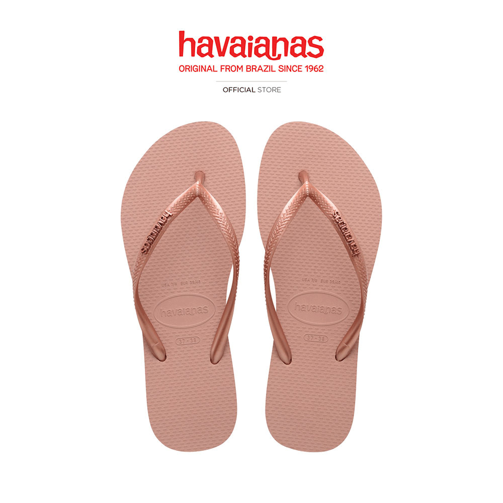 HAVAIANAS รองเท้าแตะ Slim Logo Metallic Flip Flops CROCUS ROSE 41198756459F_H4PIXX