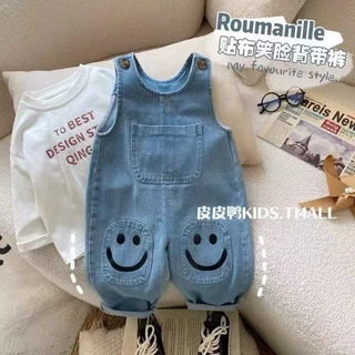 เด็กฤดูใบไม้ผลิฤดูใบไม้ร่วง Overalls Boys Soft Denim Jumpsuit แฟชั่น All-Match กางเกงลําลองเด็ก 0 ถึง 1 ปี