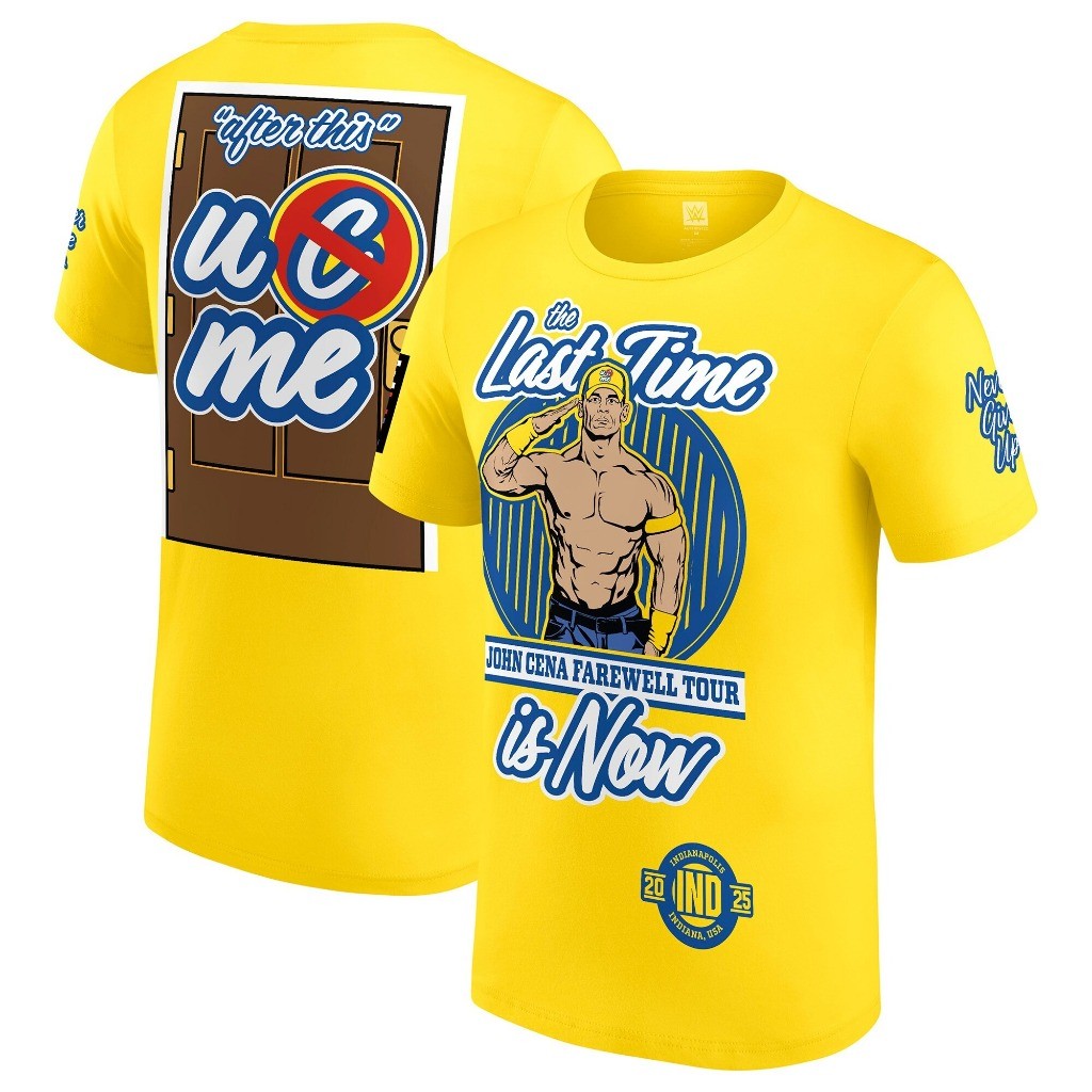 เสื้อยืด WWE John Cena 2025 Indianapolis Farewell Tour ออกแบบกราฟิกแนวสู้รบ ผ้าฝ้ายแท้ แขนสั้น สำหรับทุกเพศ