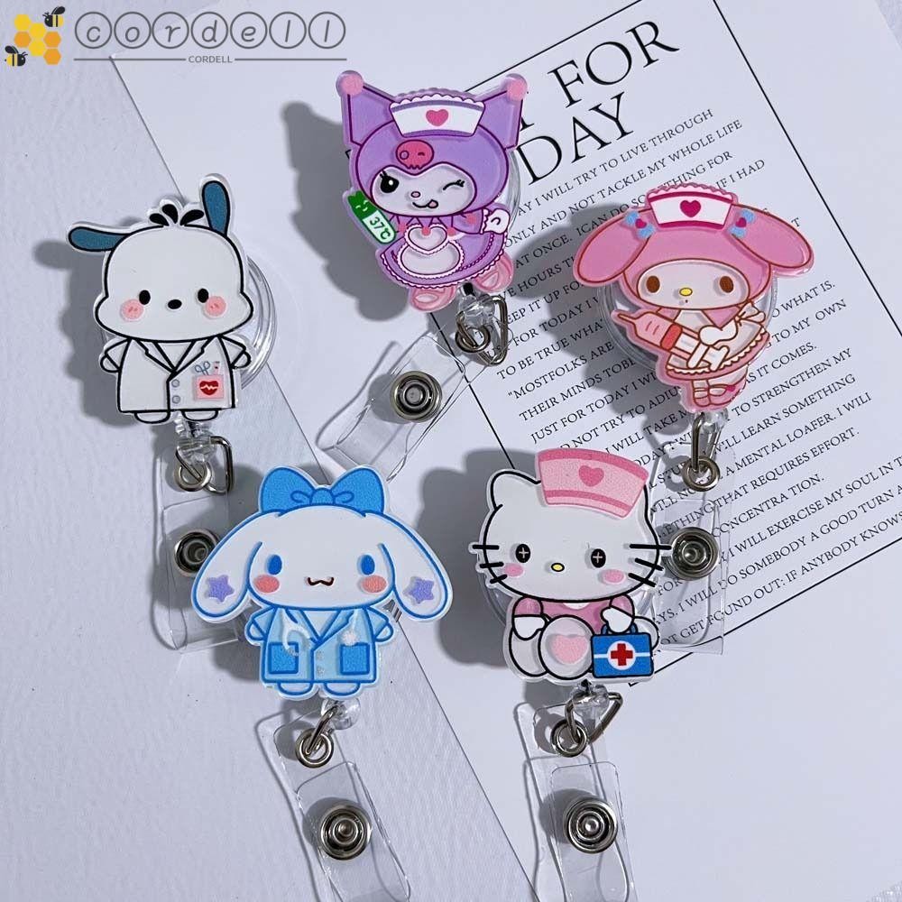 CORDELL Retractable Badge Reel, Easy ดึงหัวเข็มขัด My Melody ID Card คลิป, อุปกรณ์สํานักงาน Cinnamor