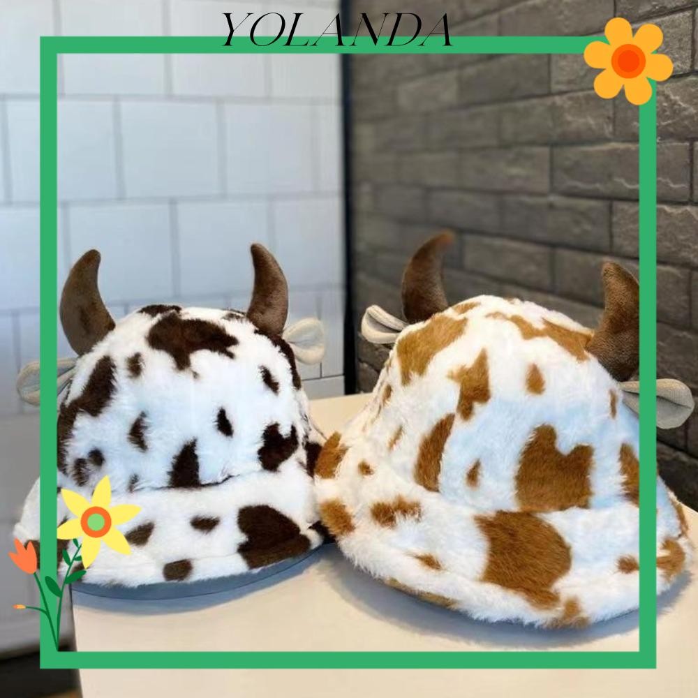 YOLAN Fuzzy Bucket Hat, Keep Warm Casual Fluffy Warm Hat, Fashion Unisex Hip Hop Faux Fur Cap Winter