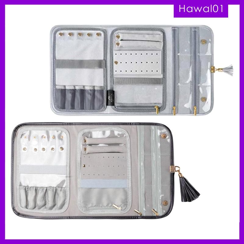 [ฮาวาย] Travel Jewelry Bag Organizer Packaging Pouch Folding Women Gift Compact Case for Earings Nec