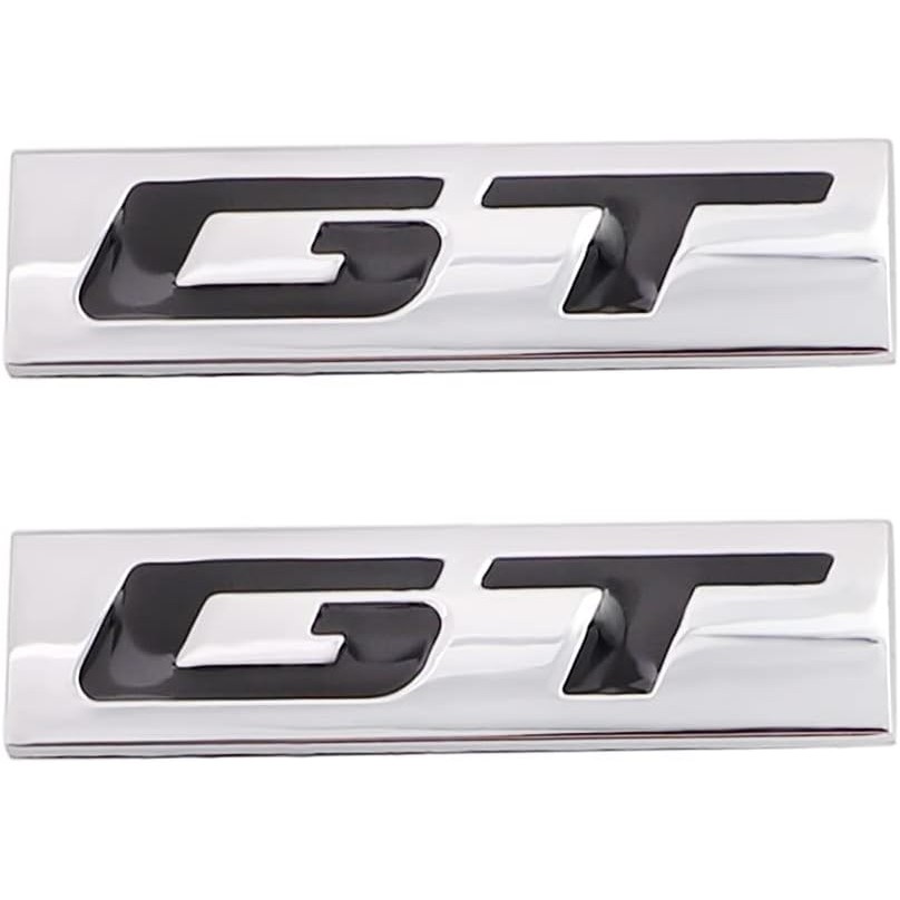 2 Pcs GT Emblem 3D โลหะป้ายป้าย Decal รถด้านหลังด้านหน้ากันชนป้ายสติกเกอร์สําหรับ Genesis Ford Musta