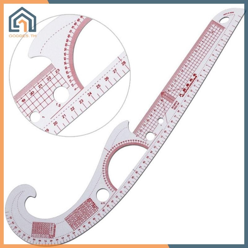 Goddes Multi-function Plastic French Curve Sewing Ruler Easy Curve Ruler สําหรับ Kniters TH