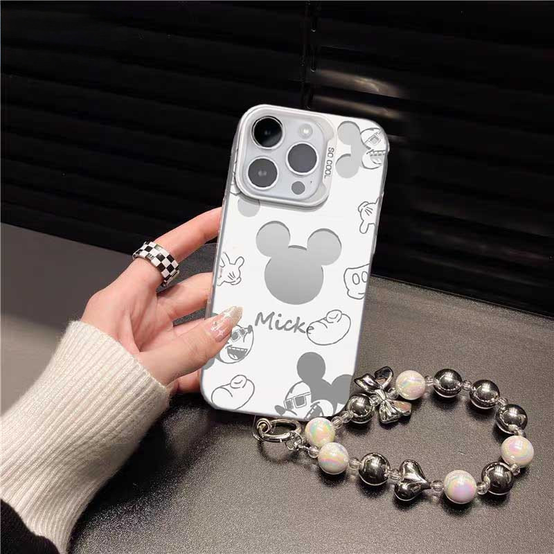 คู่ Mickey Minnie เมาส์เคสโทรศัพท์สําหรับ VIVO V60 V40 V50 Lite Y16 4G V27 PRO Y22 Y22S Y02 Y33 Y51 2020 Y31 V29E Y200 V23E น่ารักพร้อมสายรัดข้อมือ Lanyard Chain Matte ฝาครอบ - รูปที่ 2