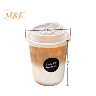 [ม&จ] ถ้วยกาแฟใส 10 ชิ้นพร้อมฝาปิดถ้วยทิ้งรูปตัวยูสําหรับเครื่องดื่มร้อนชานมถ้วยเครื่องดื่ม ซื้อกลับบ้าน [ใหม่]