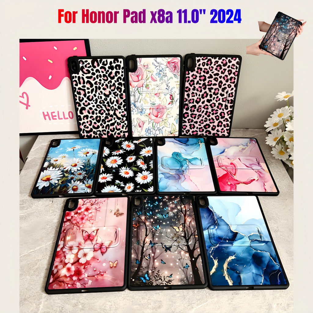 สําหรับ Honor Pad X8a 11.0 " 2024 PADX8A NDL-W09 NDL-L09 แฟชั่นแท็บเล็ตปลอกทาสีรูปแบบกรอบปรับพับวงเล