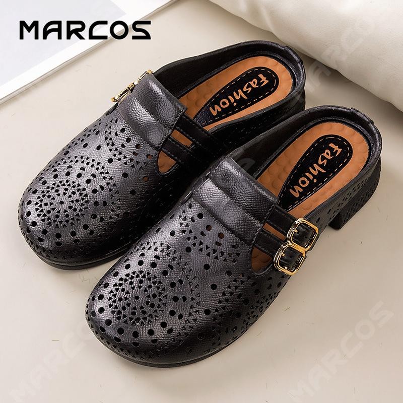 MARCOS รองเท้าแตะส้นแบน สำหรับผู้หญิง ระบายอากาศ กันลื่น กันกลิ่น ทันสมัย เหมาะสำหรับชายหาด สไตล์ รองเท้าแตะ#09