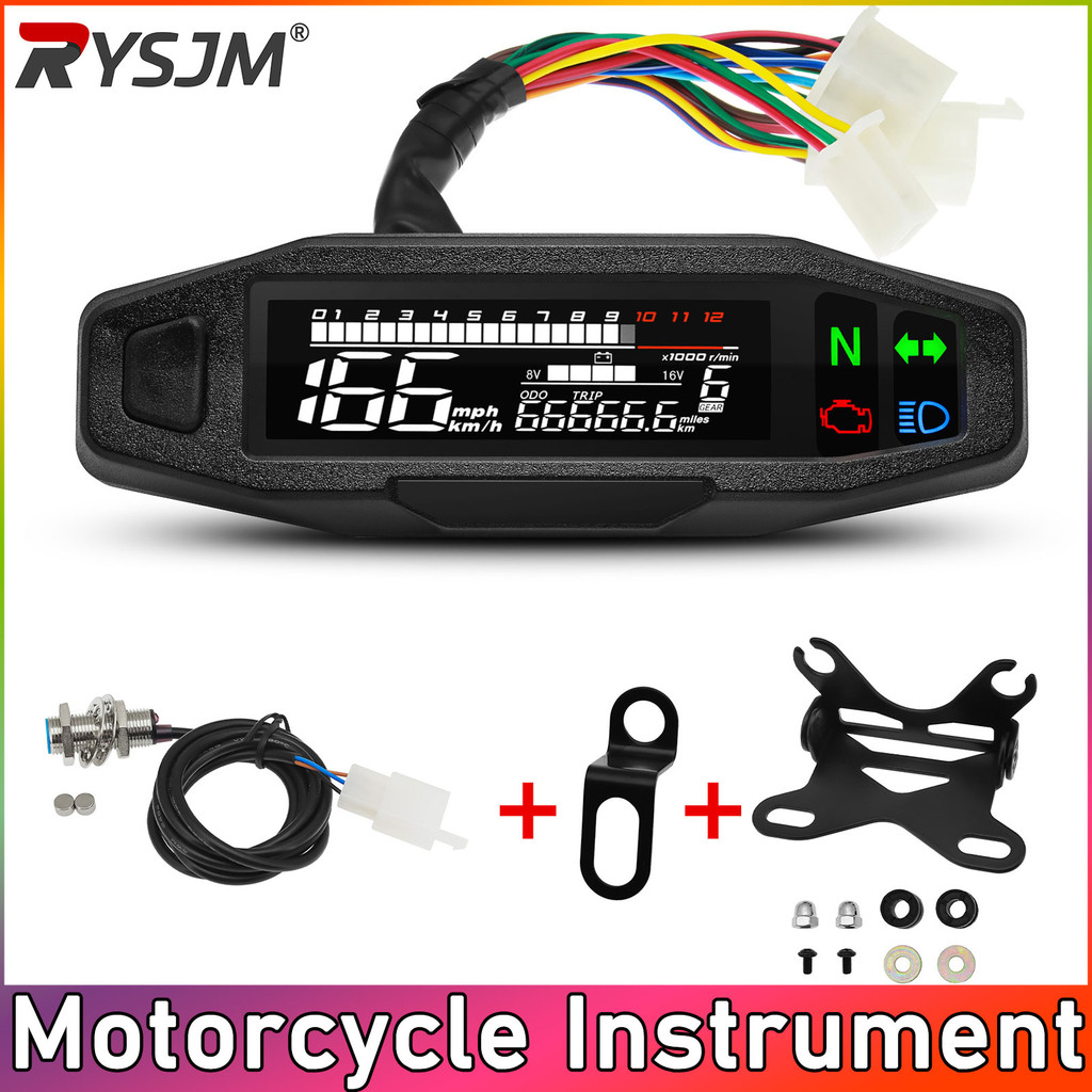 เมตรดิจิตอล Speedometer เครื่องวัดระยะทางแรงดันไฟฟ้าจอแสดงผล Cluster ไฟเลี้ยวตัวบ่งชี้รถจักรยานยนต์เครื่องมือ