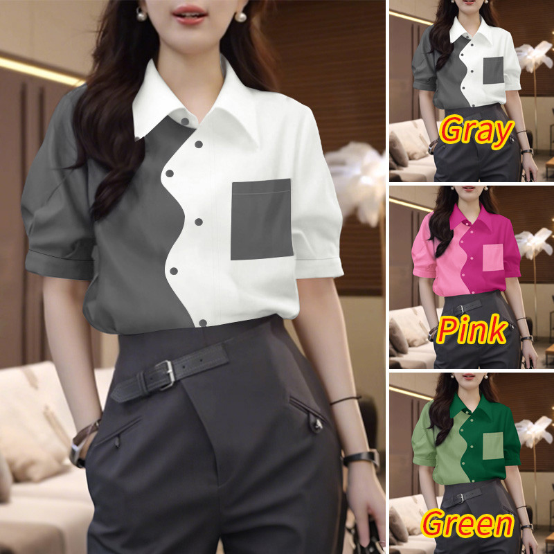 ZANZEA เสื้อแฟชั่นสไตล์เกาหลี แขนพัฟ มีกระเป๋า สำหรับผู้หญิง — صورة 3