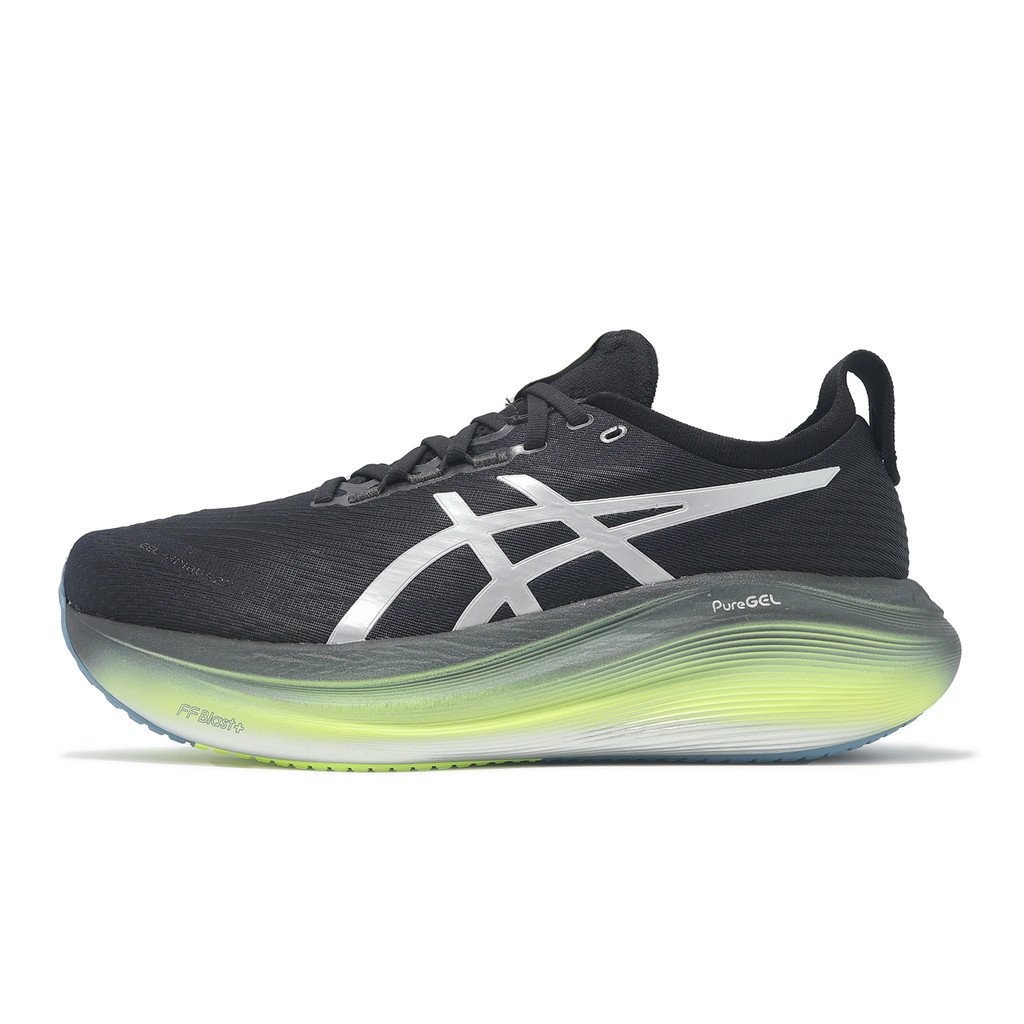 รองเท้าวิ่งจ๊อกกิ้ง GEL-Nimbus 27 Luxe Mens Black Silver Platinum Series Cushioning Arthur Gum 1011C