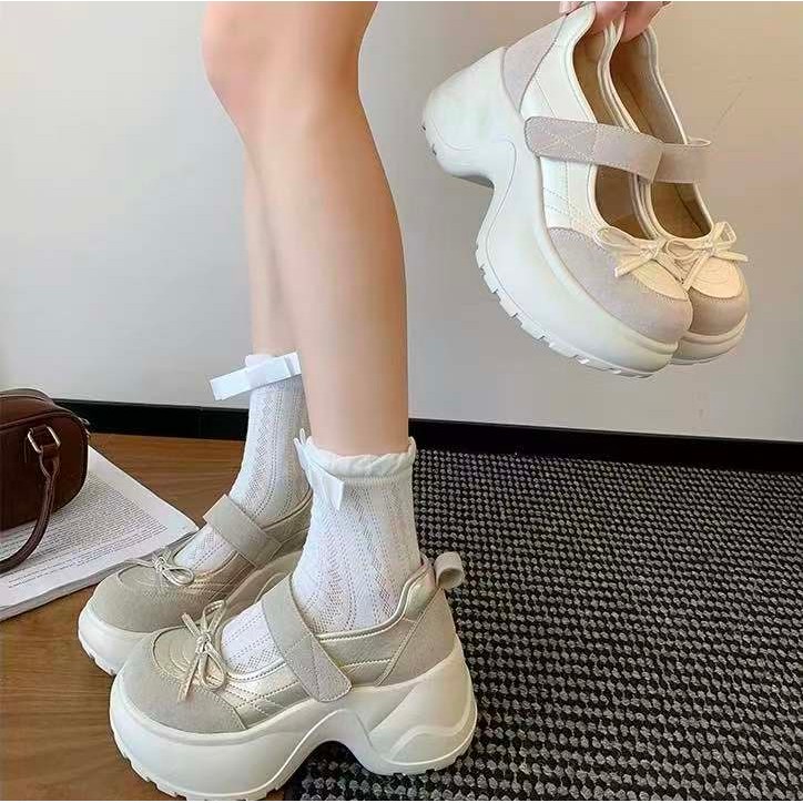 One for all พร้อมส่งจากไทย TX735 รองเท้าหนังแมรี่เจน สไตล์ฝรั่งเศส หนา7cm ดีไซน์ย้อนยุค สำหรับผู้หญิง