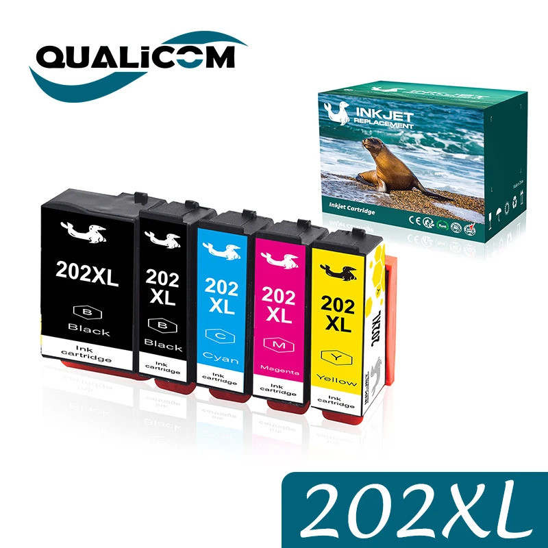 Qualcom 202XL T02G1 T02H1 1 ชุด 5PSC ตลับหมึกสําหรับ Epson Expression Premium XP6000 XP6005 XP6100 X