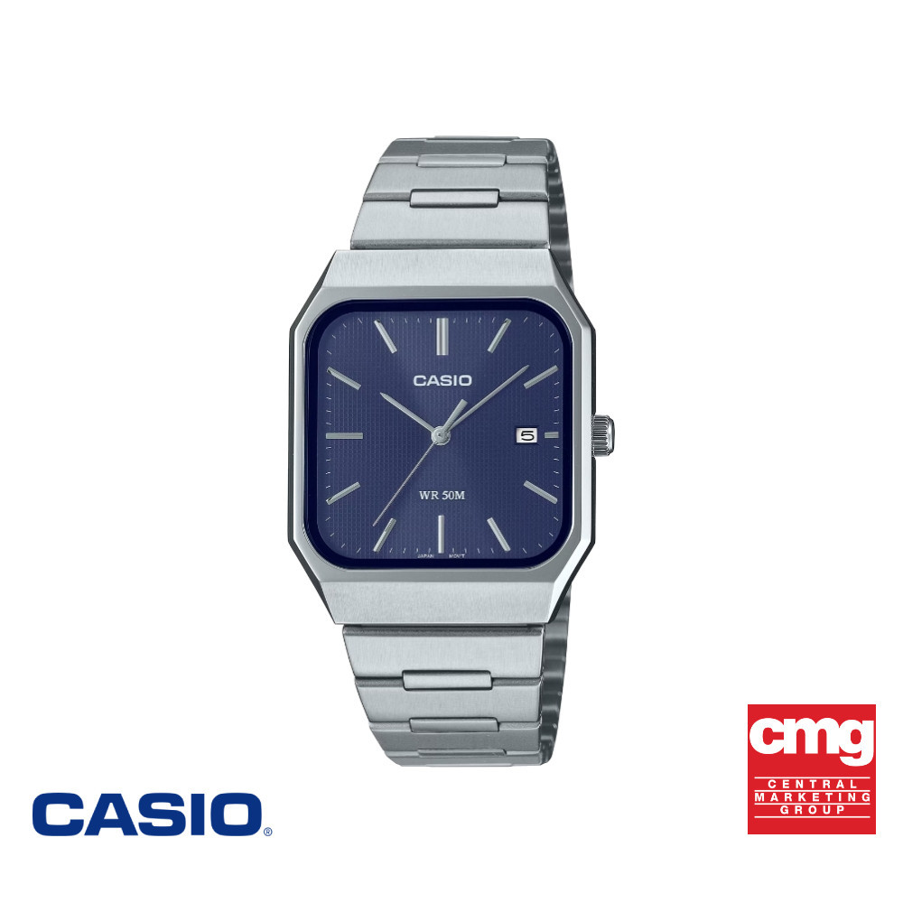 CASIO นาฬิกาข้อมือ CASIO รุ่น MTP-B185D-2A1VDF สายสแตนเลสสตีล สีน้ำเงิน