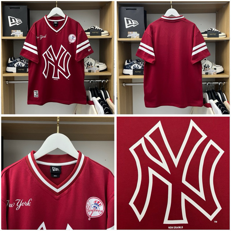 เสื้อฟุตบอล New Era NY Yankees แบบโอเวอร์ไซส์ สีดำ สำหรับผู้ชายและผู้หญิง พร้อมสไตล์.streetwear - รูปที่ 3