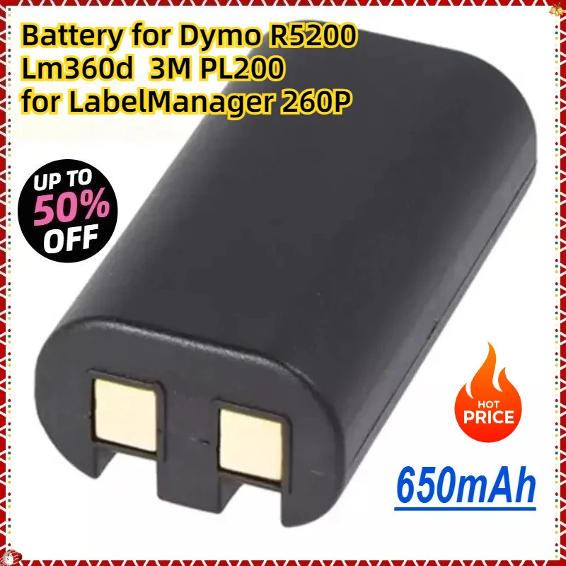 650mAh แบตเตอรี่เครื่องพิมพ์สําหรับ Dymo R5200 Lm360d 3M PL200 แบตเตอรี่ลิเธียมไอออนสําหรับ LabelMan