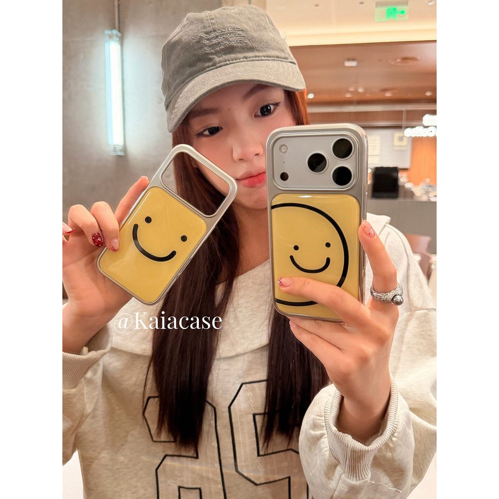 ญี่ปุ่นญี่ปุ่นเกาหลี ins สีทึบสายหน้ายิ้มเหมาะสําหรับ Apple 17promax เคสโทรศัพท์ iphone16pro สไตล์ใหม่ 13 หญิง 14pro Creative 15pro รวมทุกอย่างอีพ็อกซี่กันกระแทกเคสโทรศัพท์