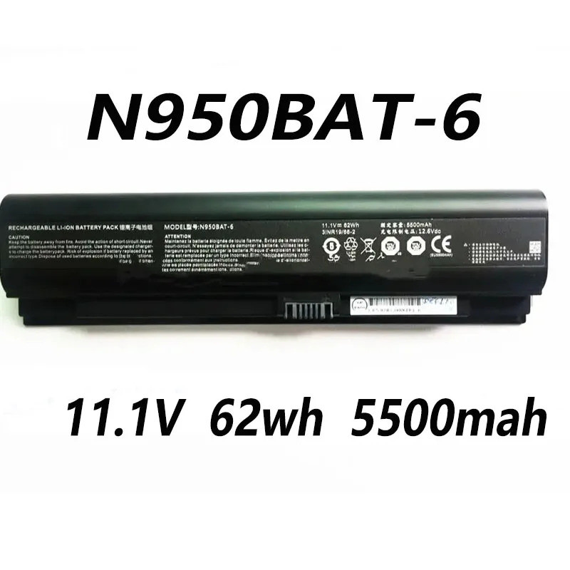 N950BAT-6 11.1V 5500mAh แบตเตอรี่แล็ปท็อปสําหรับ CLEVO Shenzhou Ares zx7-cp5s2 zx7-cp7s2 K690E-G4D1 