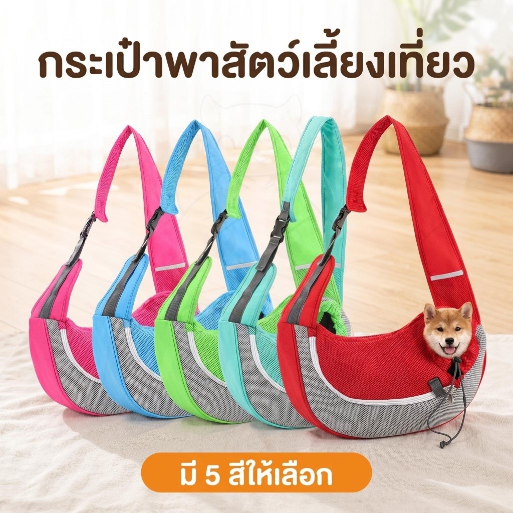 wen.W2 🐱🐶กระเป๋าสะพายข้างสัตว์เลี้ยง ผ้าตาข่ายระบายอากาศ พกพาง่าย ใส่แมวหมาได้จุใจ ขนาดใหญ่
