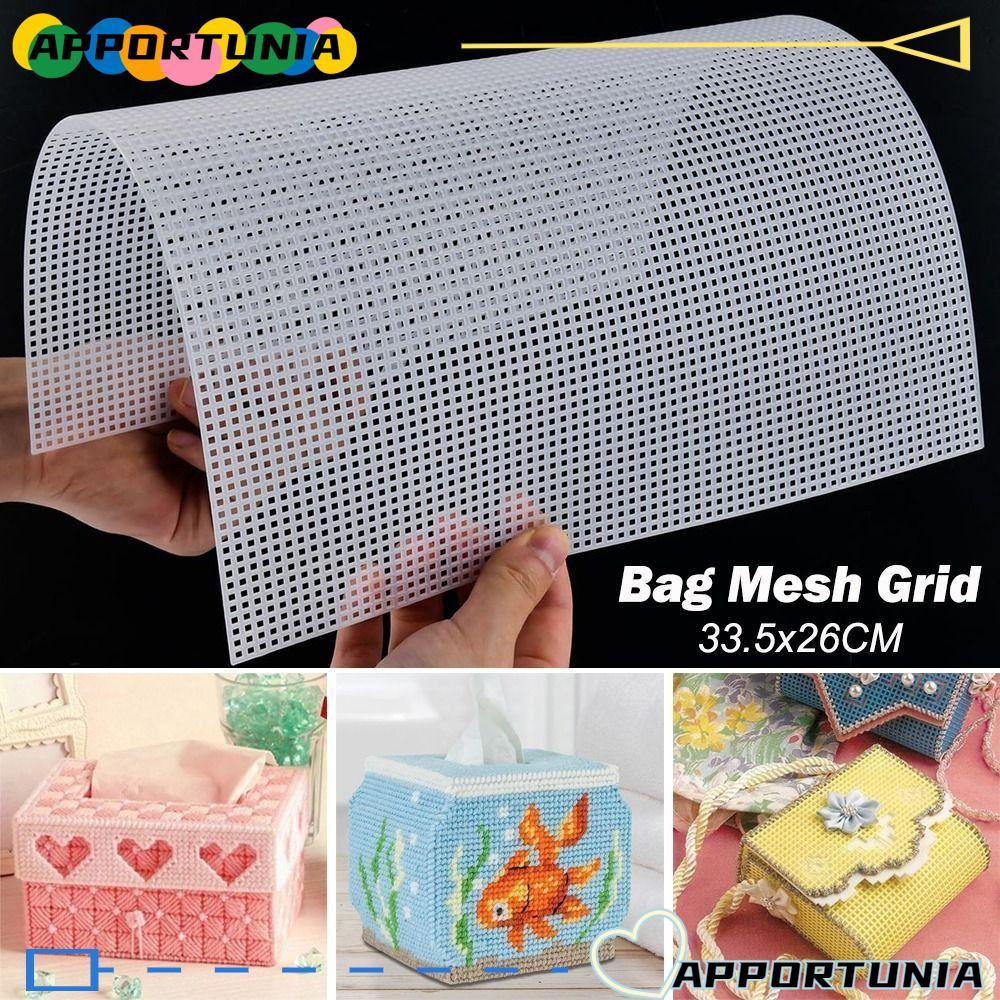 APPORTUNIA Bag Mesh Grid, 7CT Plastic Mesh Canvas, Handbag Accessories White Black 33.5x26CM Bag Rug