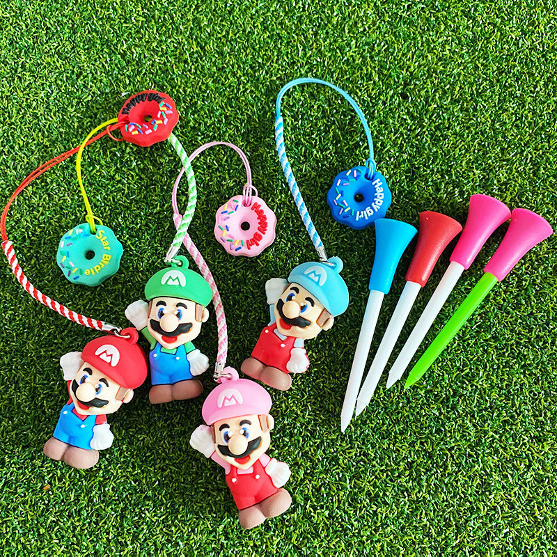 Cartoon MARIO GOLF TEE CARTOON ANTI-LOST PENDANT 83MM GOLF TEE SET EST-6504