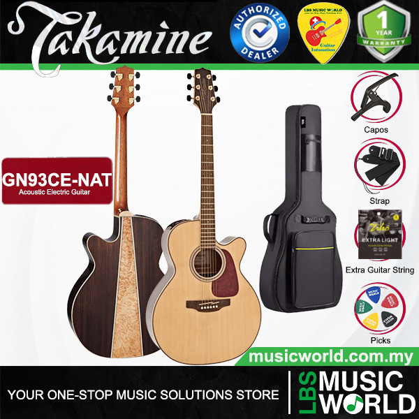 Takamine GN93CE-NAT NEX Cutaway Solid Spruce กีตาร์ไฟฟ้าอะคูสติกพร้อมกระเป๋า - ธรรมชาติ (GN93CE NAT)